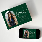 Moderne Groene Boog Foto Afstuderen Aankondiging