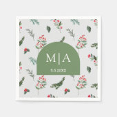 Moderne groene boog monogram botanische bruiloft servet (Voorkant)