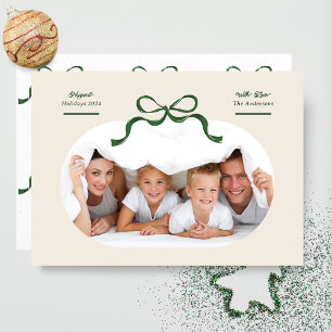 Moderne Groene Boog Ovale Foto Gelukkigst Feestdagenkaart