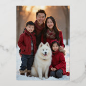 Moderne Groene Boom Kerstfoto Gold Foil Kaart (Achterkant)