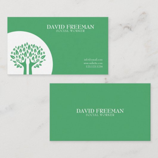 Moderne groene boom laat sociaal werk over visitekaartje (Voorkant / Achterkant)
