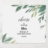 Moderne groene botanische blad bruidsdouche sparkling wijnetiket (Enkel label)