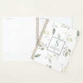 Moderne groene botanische bladeren Waterverf monog Planner (Display)