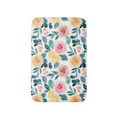 Moderne Groene Botanische Blush Roze Bloemen Patro Badmat (Voorkant Verticaal)