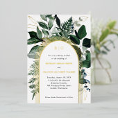 Moderne groene botanische folie trouwkaarten folie uitnodiging (Staand Voorkant)