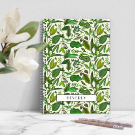 Moderne groene botanische monogram notitieboek