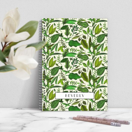 Moderne groene botanische monogram notitieboek