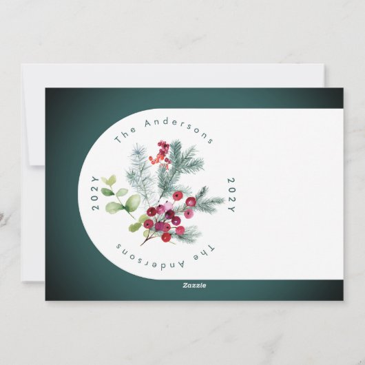 Moderne groene botanische ombre vun gradiënt het g feestdagenkaart (Achterkant)