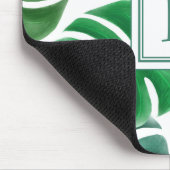 Moderne Groene Botanische Palmbladeren Monogram Muismat (Hoek)