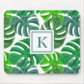 Moderne Groene Botanische Palmbladeren Monogram Muismat (Voorkant)