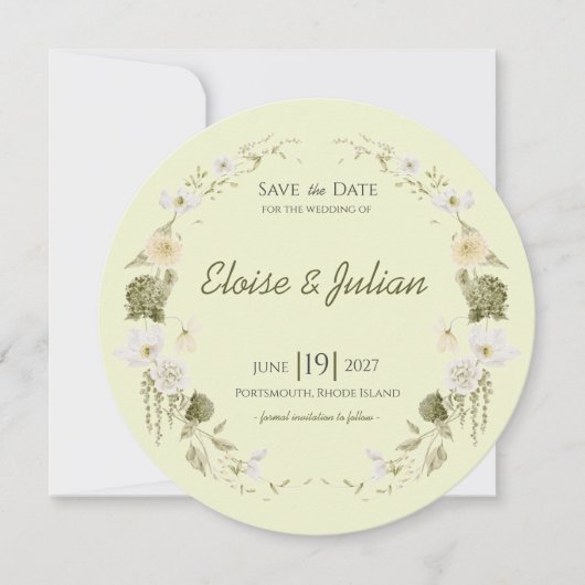 Moderne groene botanische Save the Date (Voorkant)