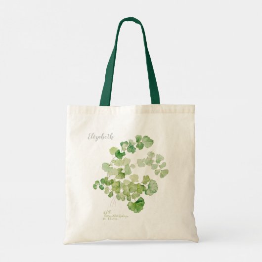Moderne groene botanische Waterverf schilderen Tote Bag (Achterkant)