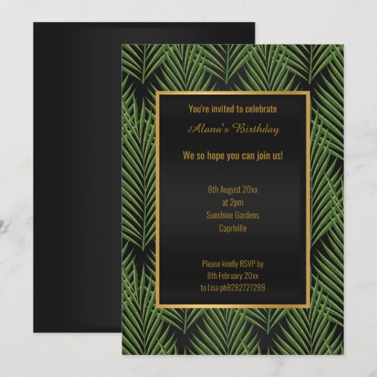 MODERNE GROENE BOTANISCHE ZWARTE ZWARTE KANS ALLE KAART (Voorkant / Achterkant)