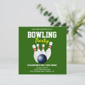 Moderne Groene Bowling Baby Shower Kaart (Staand voorkant)