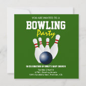 Moderne Groene Bowling Baby Shower Kaart (Voorkant)