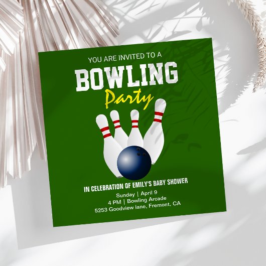 Moderne Groene Bowling Baby Shower Kaart