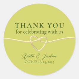 Moderne groene bruiloft dank u ronde sticker