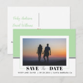 Moderne groene bruiloft Sparen de foto van de Datu Briefkaart (Voorkant / Achterkant)