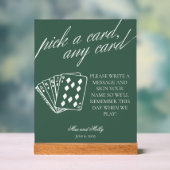 Moderne groene bruiloft speelkaarten voetstuk teke acryl bord (Neutraal)