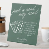 Moderne groene bruiloft speelkaarten voetstuk teke reclamebord met voetstuk (Insitu)