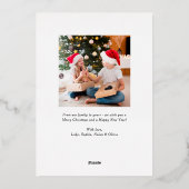 Moderne groene buffelfoto met kerstfoto-inklage folie feestdagenkaart (Achterkant)