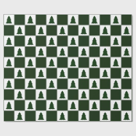 Moderne groene buffels met kerstboomstructuur cadeaupapier (Vlak)