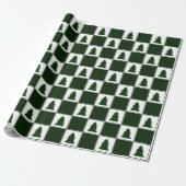 Moderne groene buffels met kerstboomstructuur cadeaupapier (Uitgerold)