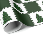 Moderne groene buffels met kerstboomstructuur cadeaupapier (Rol Hoek)