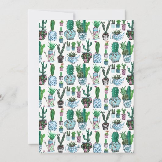 Moderne groene cactus en Stippen | Kogelschoen Kaart (Achterkant)