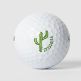Moderne groene cactus gepersonaliseerde Sjabloon Golfballen