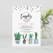 Moderne Groene Cactus & Stippen | Koppel Bruispart Kaart (Staand voorkant)