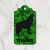Moderne Groene Camo Zwart Wolf Silhouet Monogram | Cadeaulabels (Achterkant)