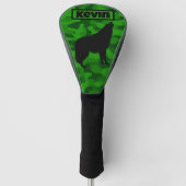 Moderne Groene Camo Zwart Wolf Silhouet Monogram | Golfheadcover (Voorkant)