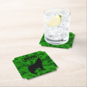 Moderne Groene Camo Zwart Wolf Silhouet Monogram | Kartonnen Onderzetters (Insitu)