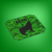 Moderne Groene Camo Zwart Wolf Silhouet Monogram | Kartonnen Onderzetters