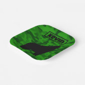 Moderne Groene Camo Zwart Wolf Silhouet Monogram | Papieren Bordje (Gebogen)