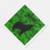 Moderne Groene Camo Zwart Wolf Silhouet Monogram | Servet (Hoek)