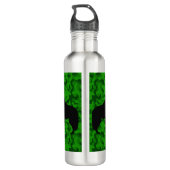 Moderne Groene Camo Zwart Wolf Silhouet Monogram | Waterfles (Achterkant)