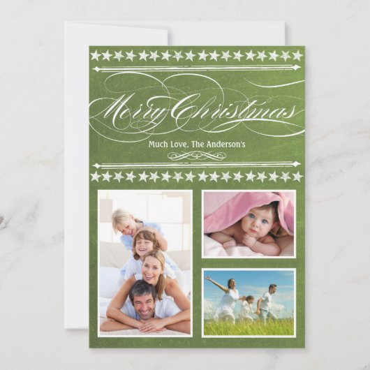  Moderne Groene Chalkboard Fotokaart (Voorkant)