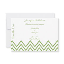 Moderne Groene Chevron Bruiloft Save the Date