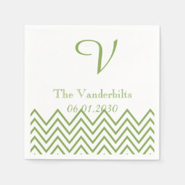 Moderne groene chevron monogram bruiloft servet