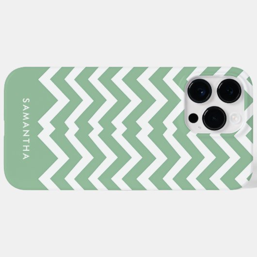 Moderne groene Chevron Patroon Gepersonaliseerde N Case-Mate iPhone Case (Achterkant (horizontaal))