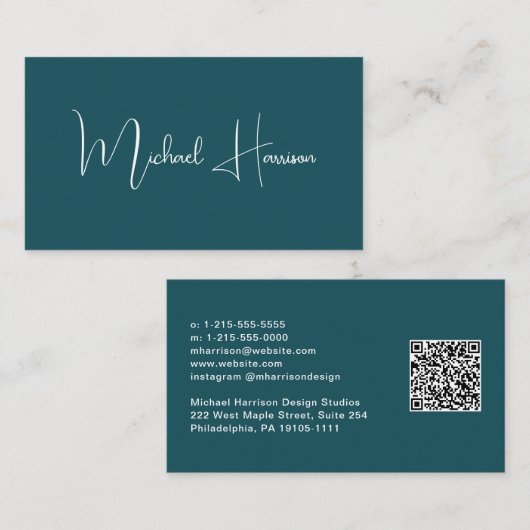 Moderne Groene Code van het Manuscript QR van de H Visitekaartje (Voorkant / Achterkant)