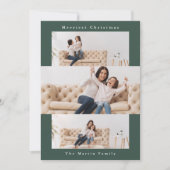 Moderne groene collage met drie foto's feestdagenkaart (Voorkant)