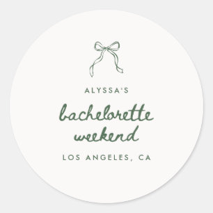 Moderne Groene Coquette Boog Bachelorette Weekend Ronde Sticker
