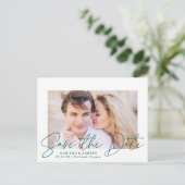 Moderne Groene de Foto van het Manuscript sparen d Aankondigingskaart (Staand voorkant)