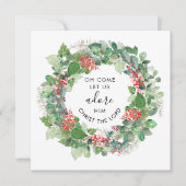 Moderne groene decoratie Kom, laat ons Hem aanbidd Feestdagenkaart (Voorkant)