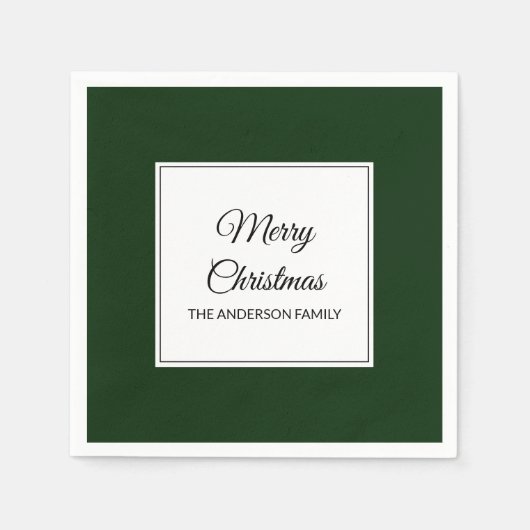 Moderne groene diepe donkere stevige kerstvakantie servet (Voorkant)