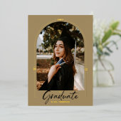 Moderne groene diploma-uitnodiging met folie & gra folie uitnodiging (Staand Voorkant)