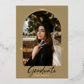 Moderne groene diploma-uitnodiging met folie & gra uitnodiging (Voorkant)